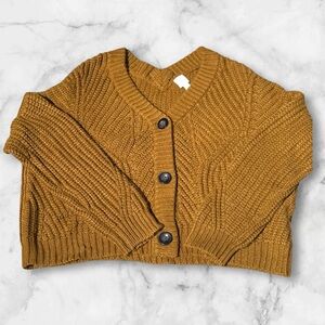 ROAN + RYAN Brown Chunky Cable Knit Button Front Cardigan Women’s S